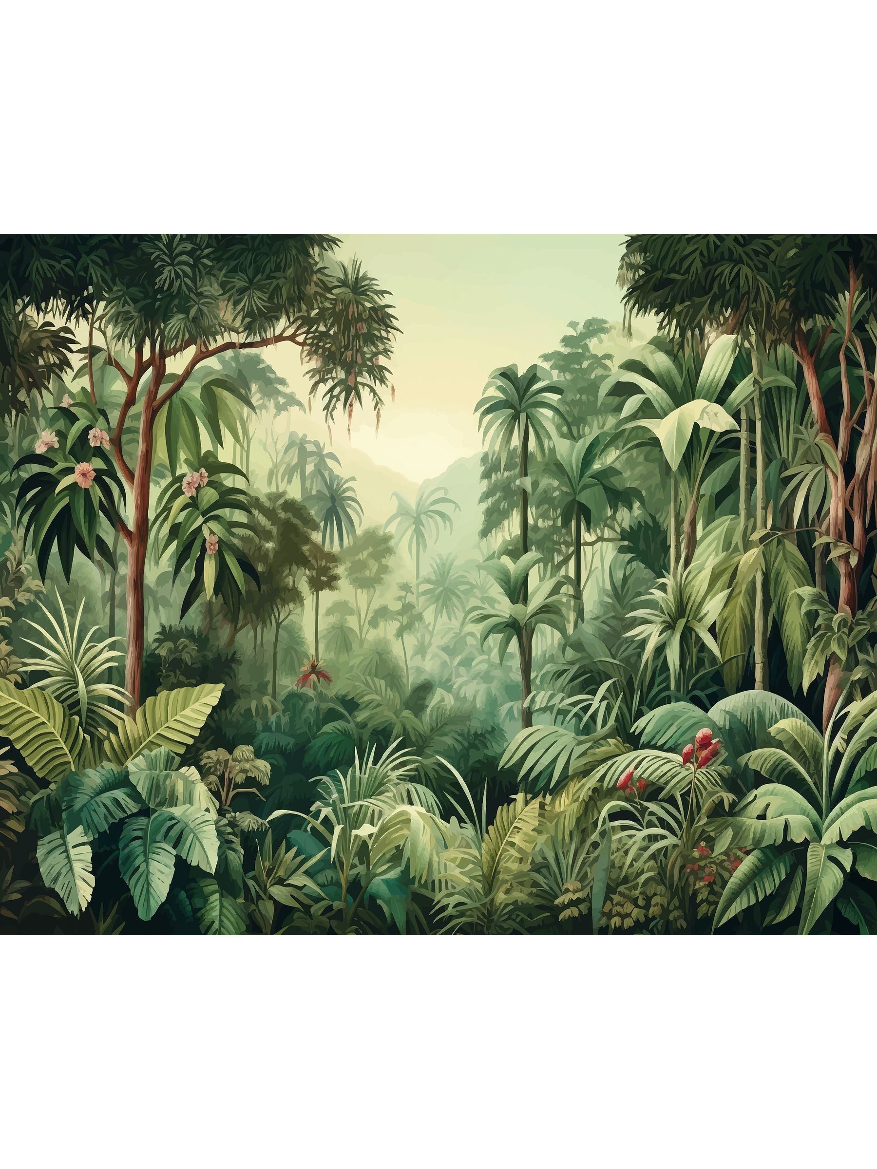 Origin Murals Green Jungle Trees 2.8m x 3.5m Wall Mural