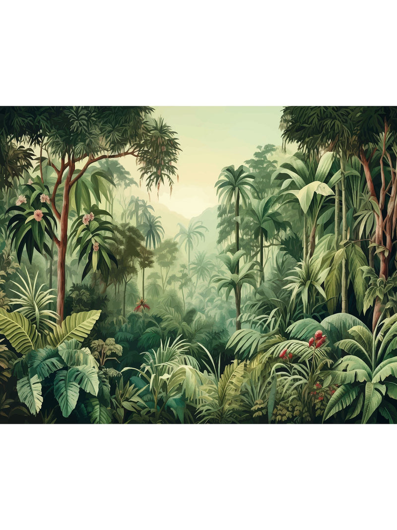 Origin Murals Green Jungle Trees 2.8m x 3.5m Wall Mural