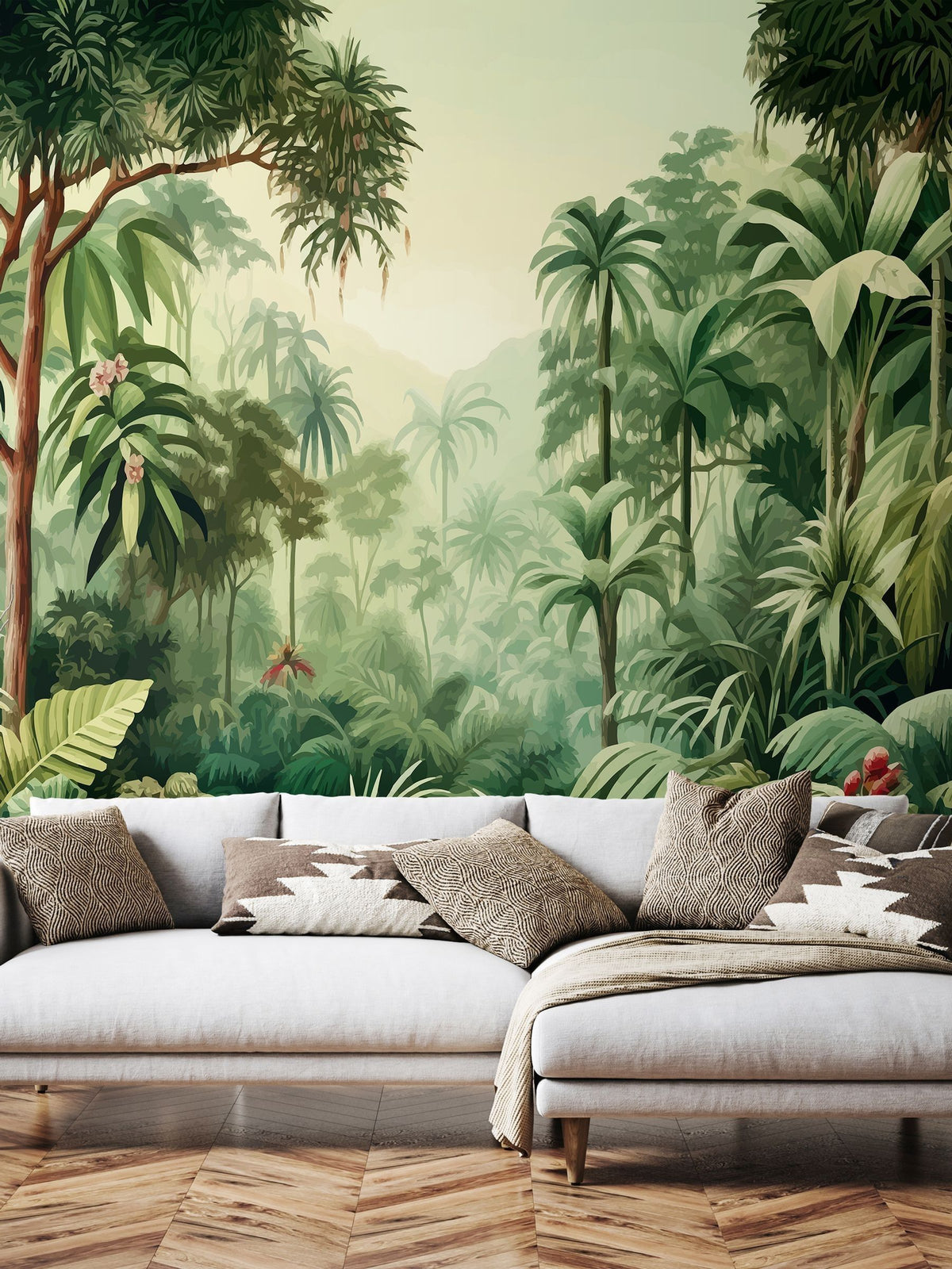 Origin Murals Green Jungle Trees 2.8m x 3.5m Wall Mural
