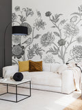 Origin Murals skeleton leaf wall mural in black and white (British brand)