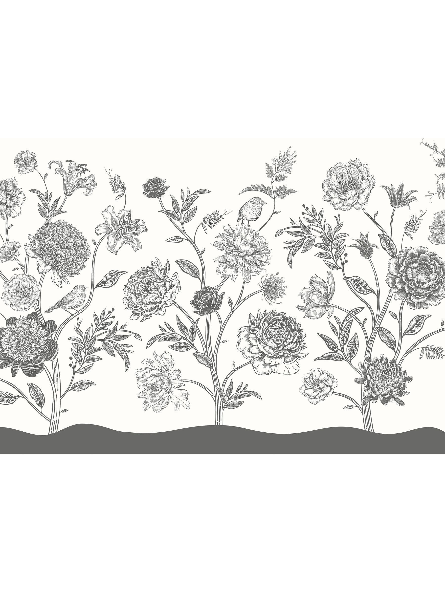 Origin Murals skeleton leaf wall mural in black and white (British brand)