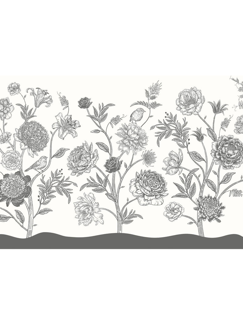 Origin Murals skeleton leaf wall mural in black and white (British brand)