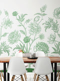 Origin Murals Green Jacobean Rose Trail 2.8m x 3.5m Wall Mural