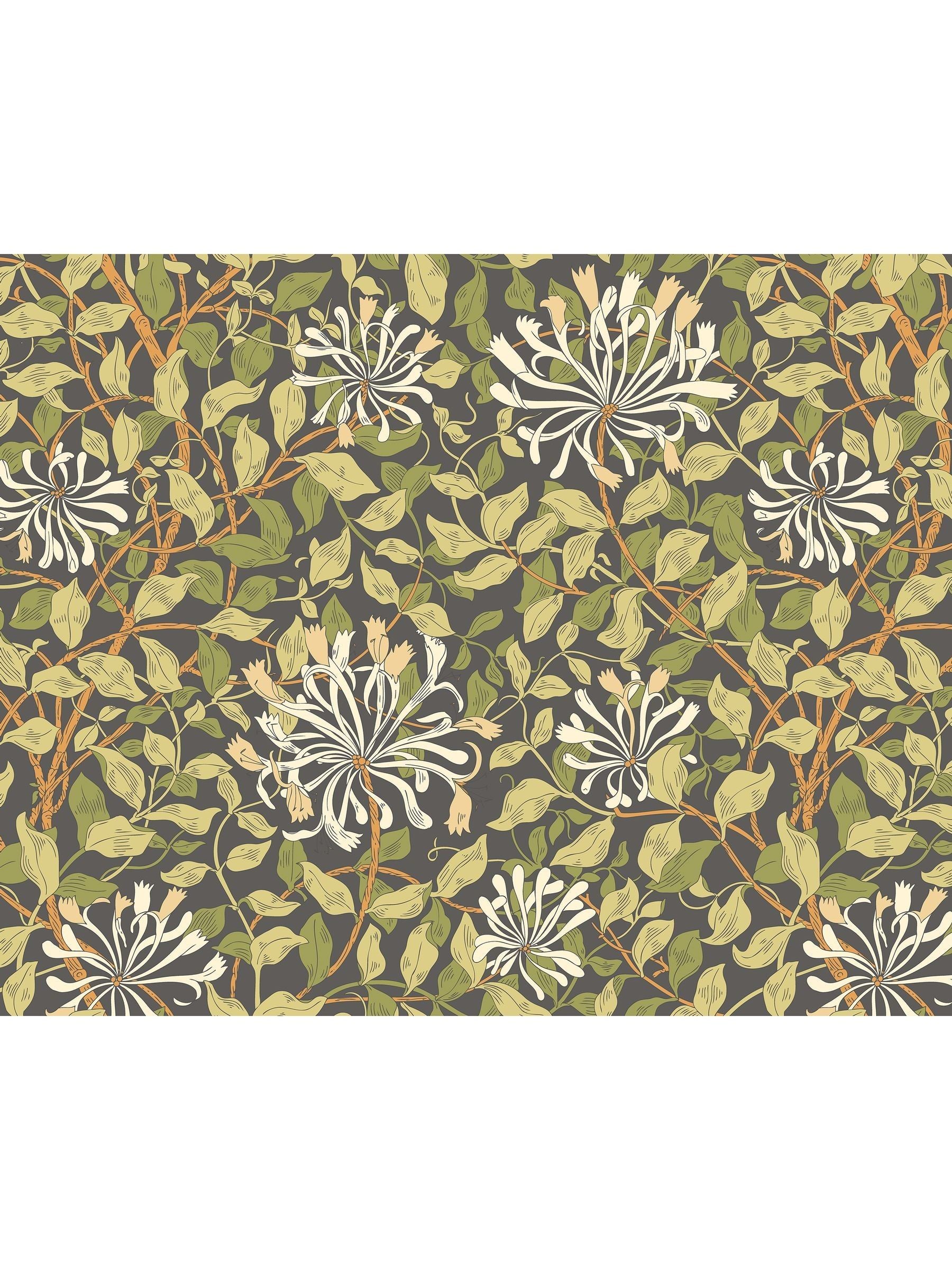 Origin Murals Soft Jade Honeysuckle Wallpaper Sample A4