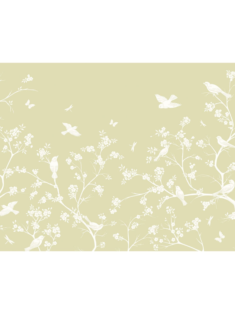 Origin Murals wallpaper sample Soft Green Blossom Trail A4 (British brand)