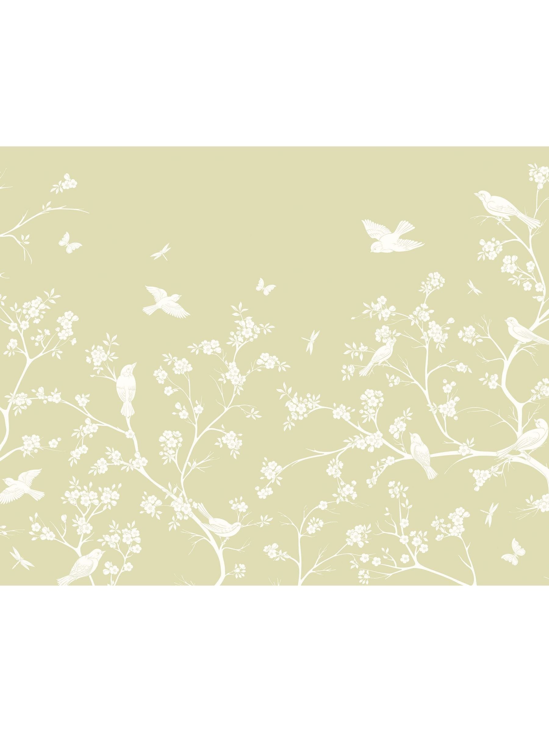 Origin Murals wallpaper sample Soft Green Blossom Trail A4 (British brand)