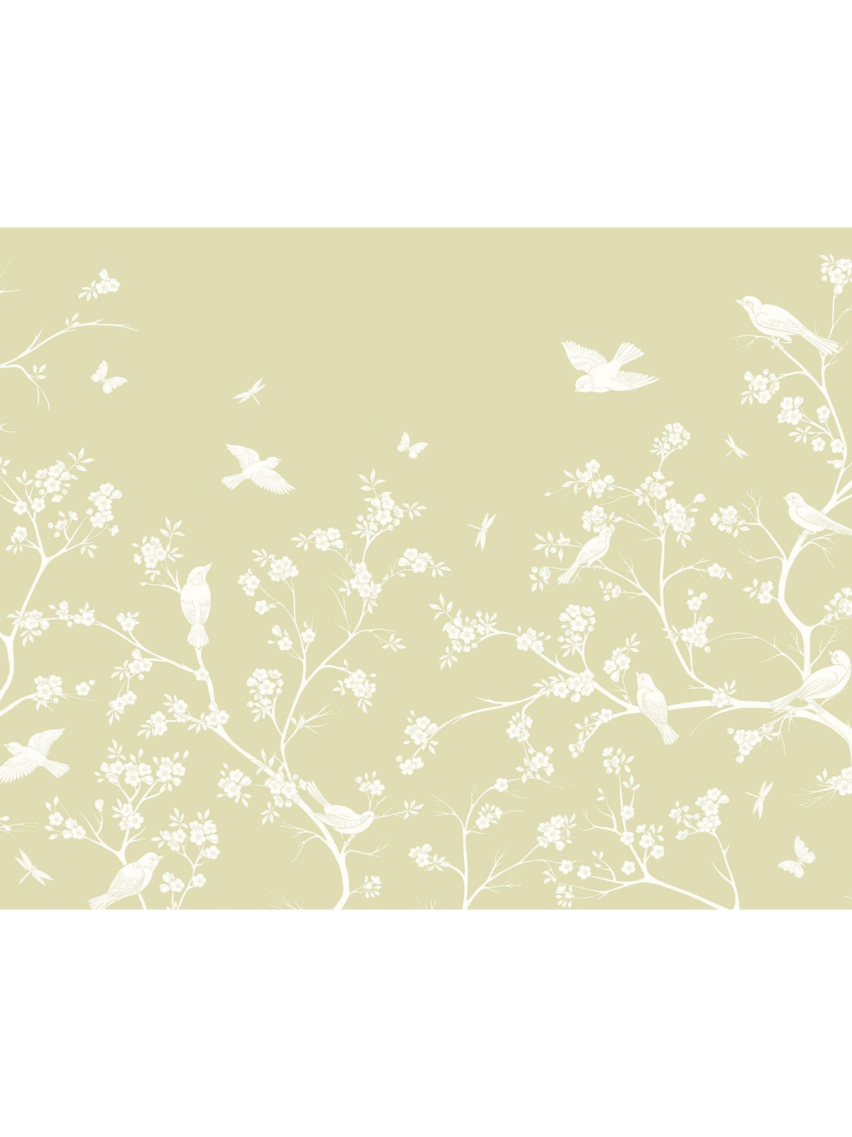 Origin Murals wallpaper sample Soft Green Blossom Trail A4 (British brand)