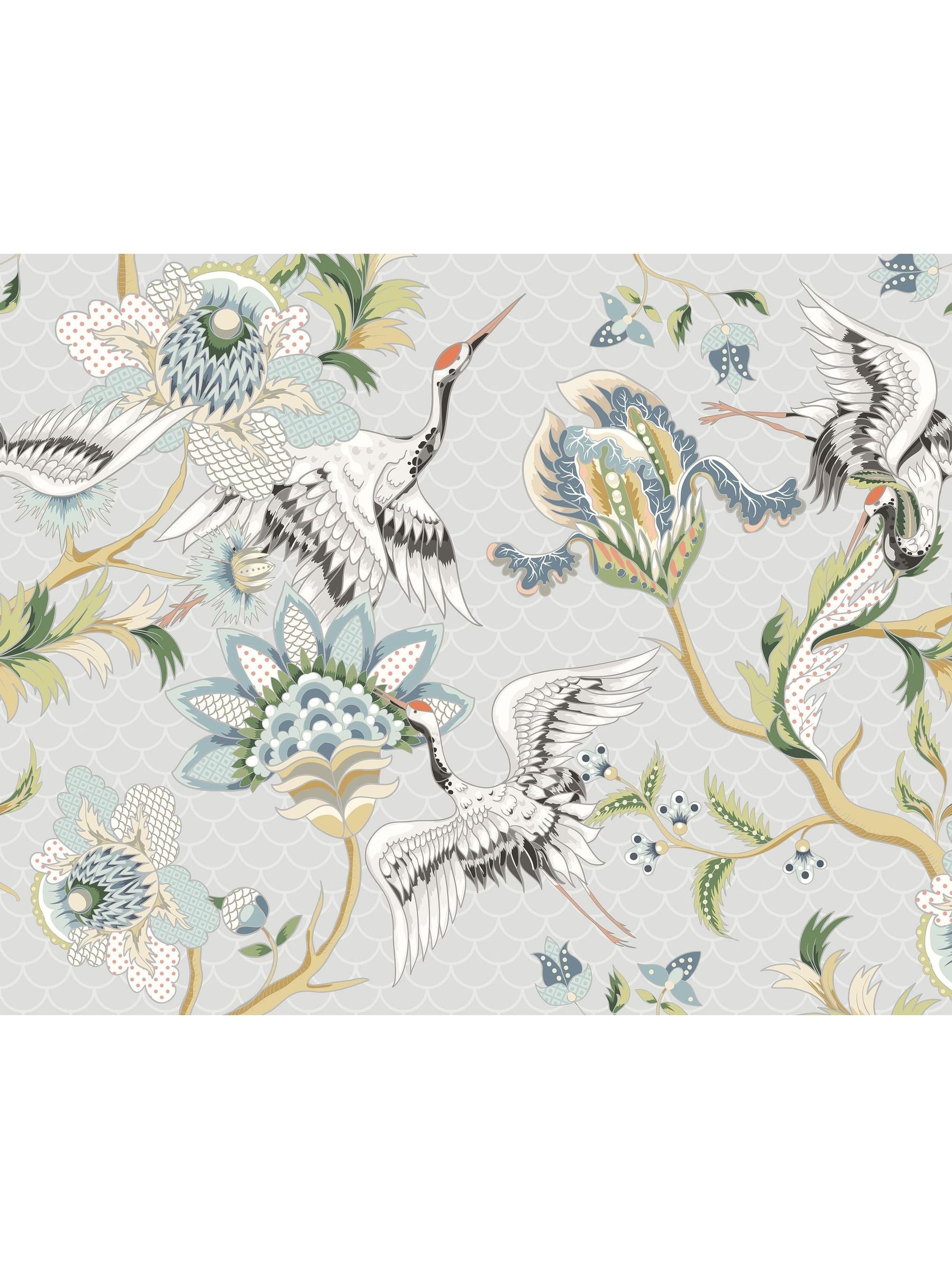 Origin Murals Grey Cranes in Flight A4 Wallpaper Sample