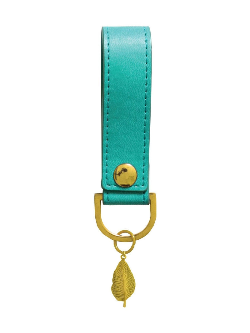 Portico Designs teal leaf faux leather organiser case and keyring set, UK version