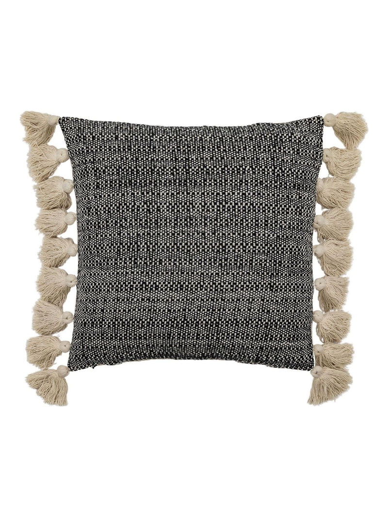 Gallery Home black woven cushion with tassels 45x45cm (British brand)