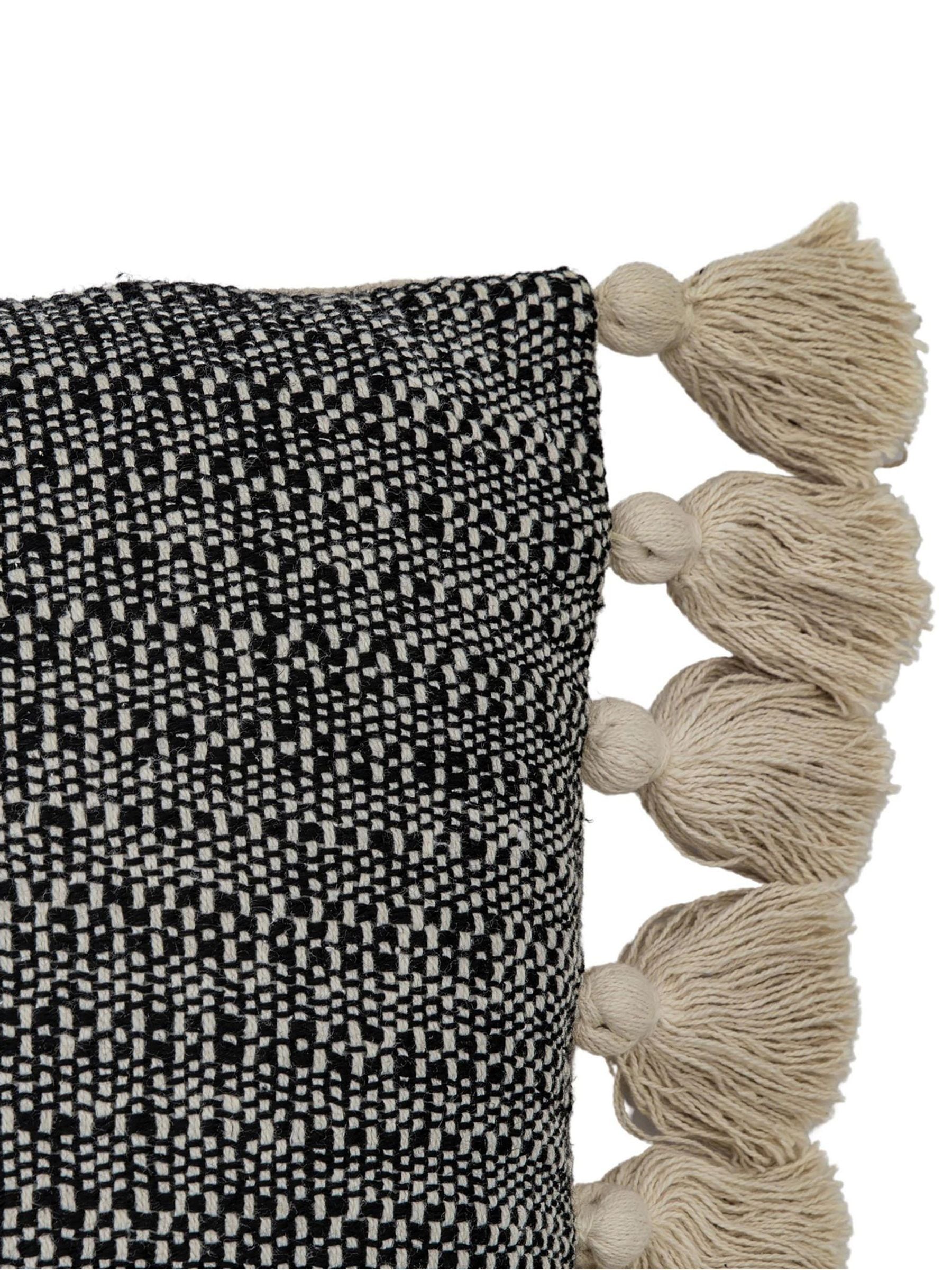 Gallery Home black woven cushion with tassels 45x45cm (British brand)