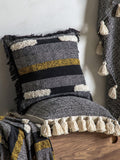Gallery Home black woven cushion with tassels 45x45cm (British brand)
