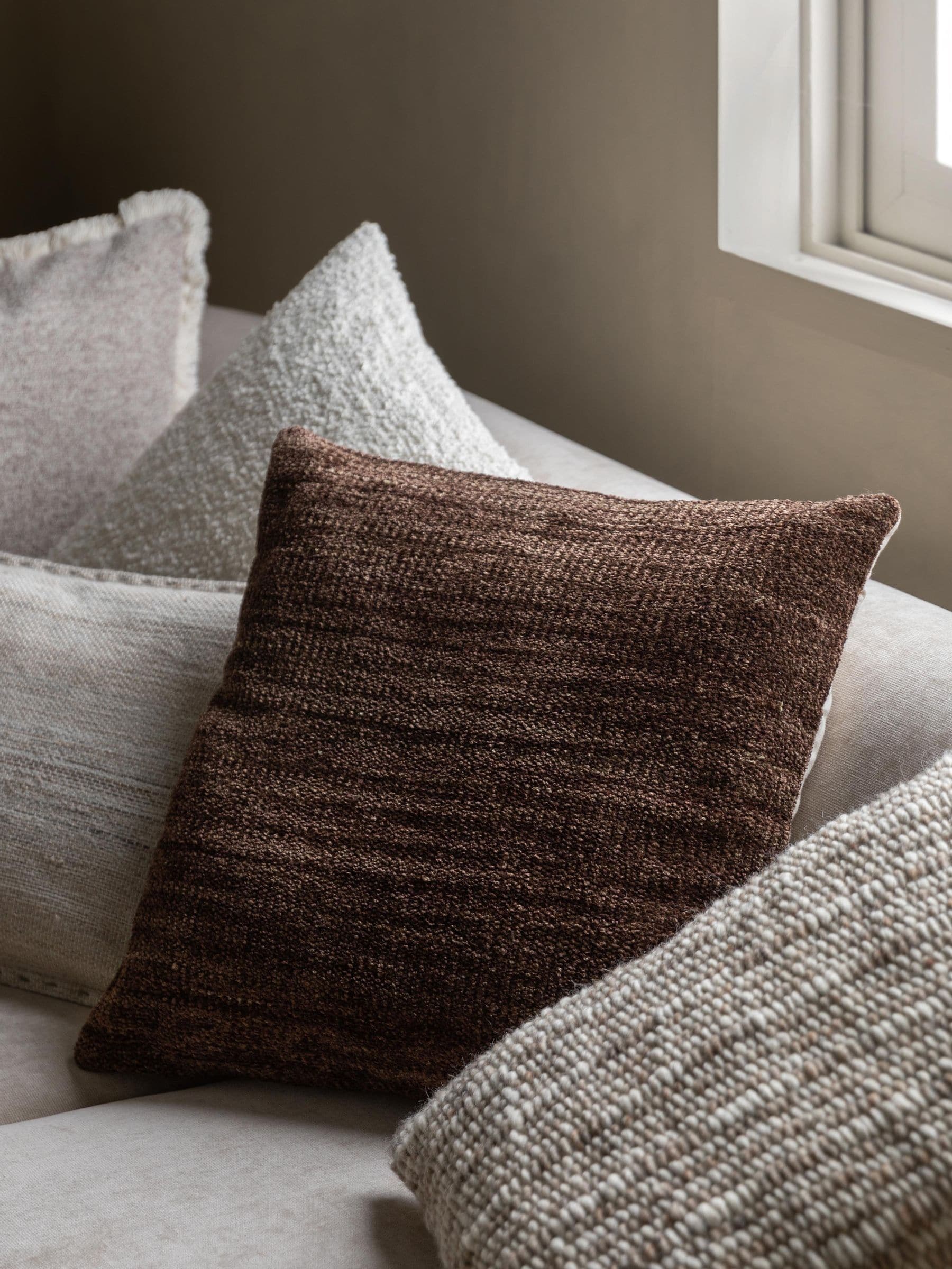Gallery Home brown chenille cushion 50x50cm (British brand)