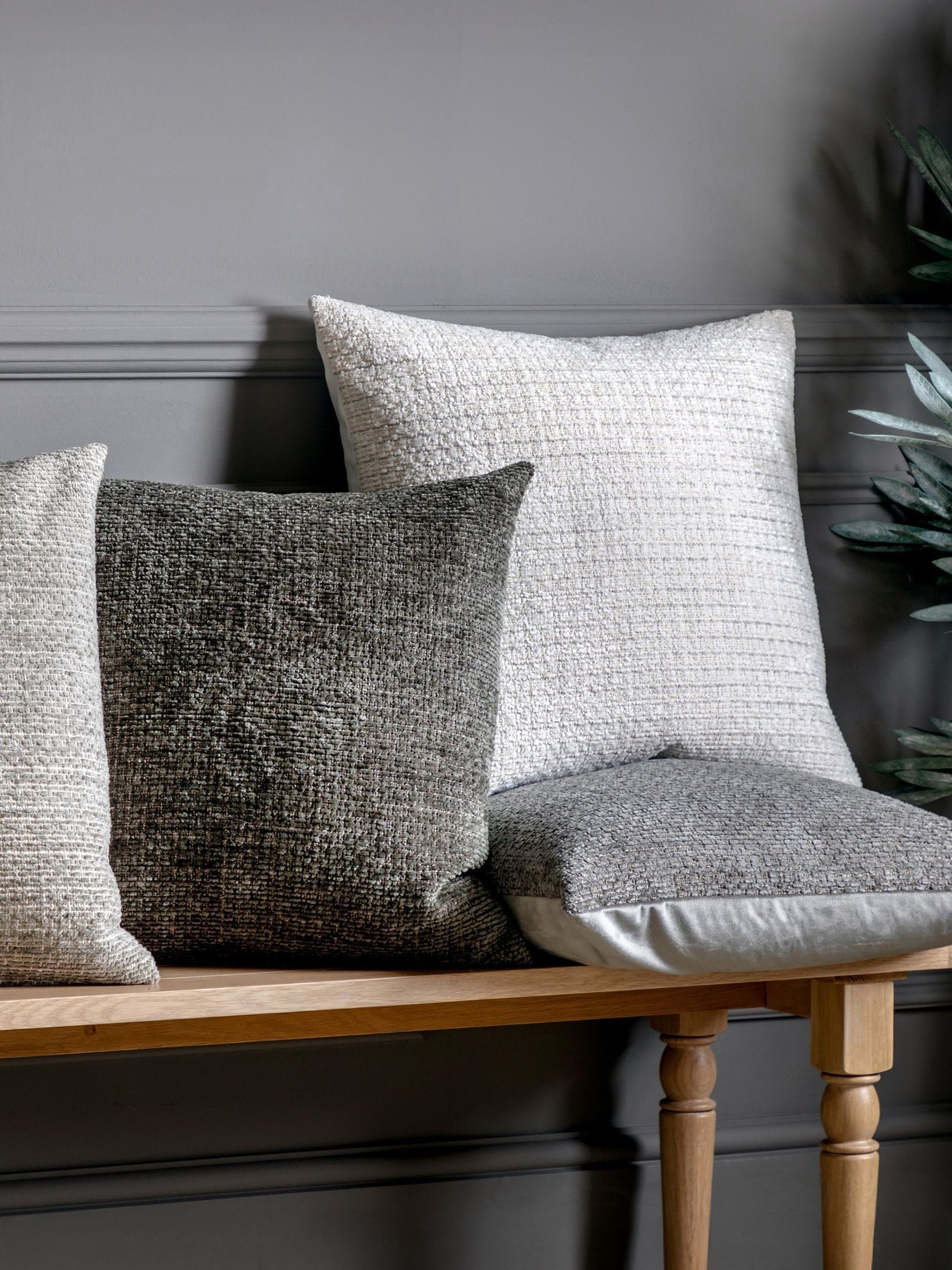 Gallery Home neutral chenille cushion 55cm, imported from the UK