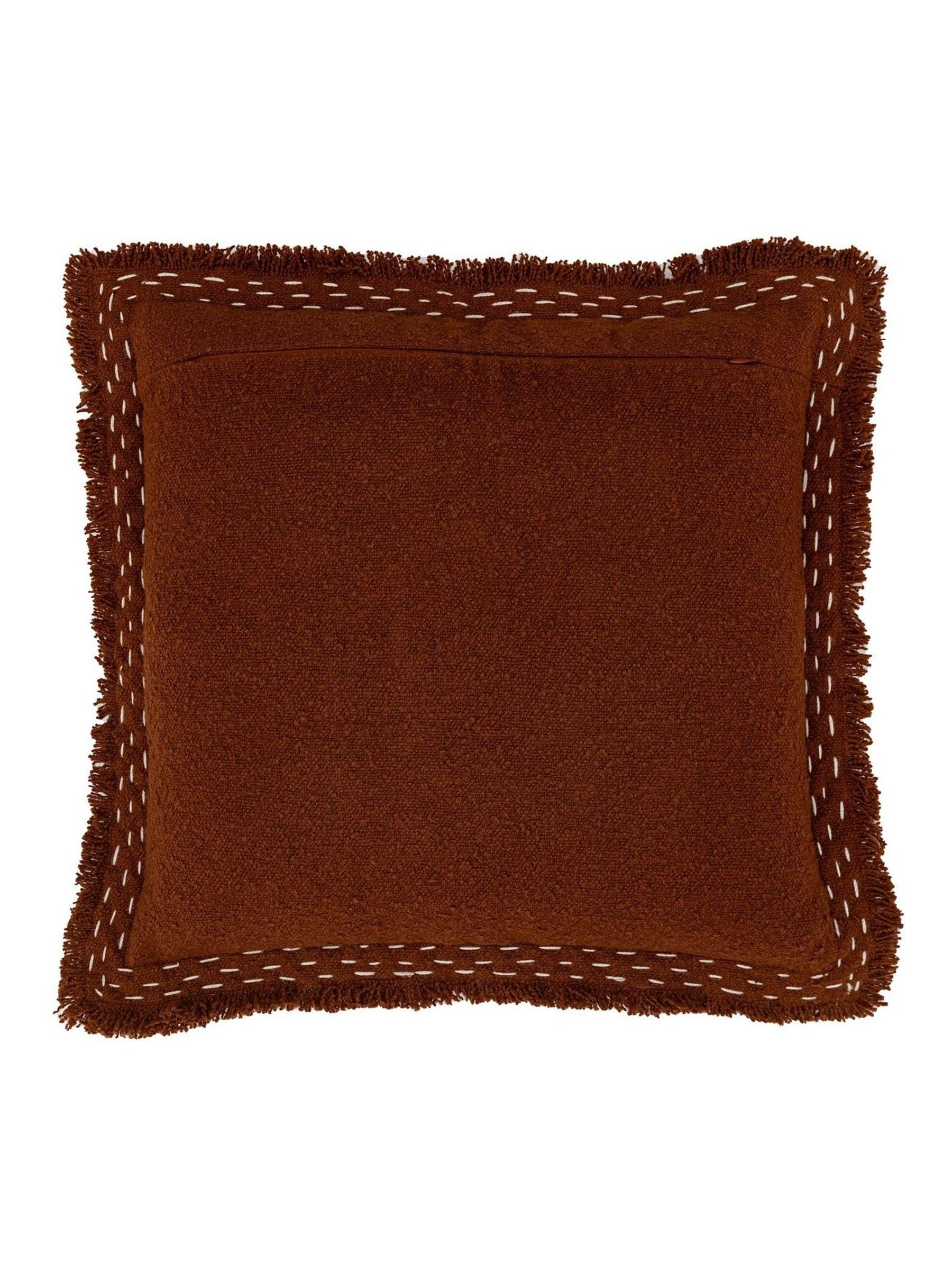 Gallery Home orange stitched fringed cushion 45x45cm - British product