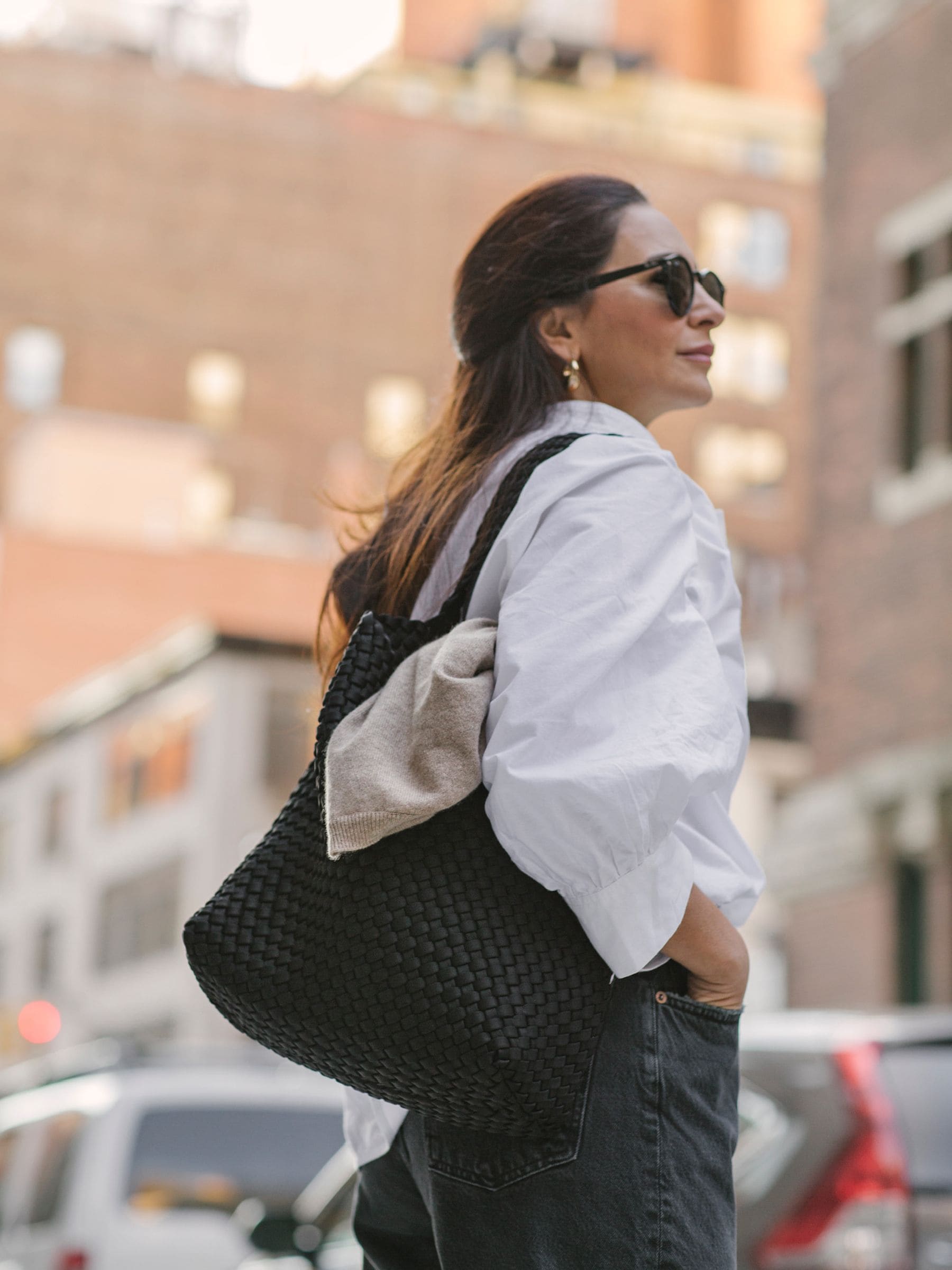 NAGHEDI black medium hobo bag (British brand)