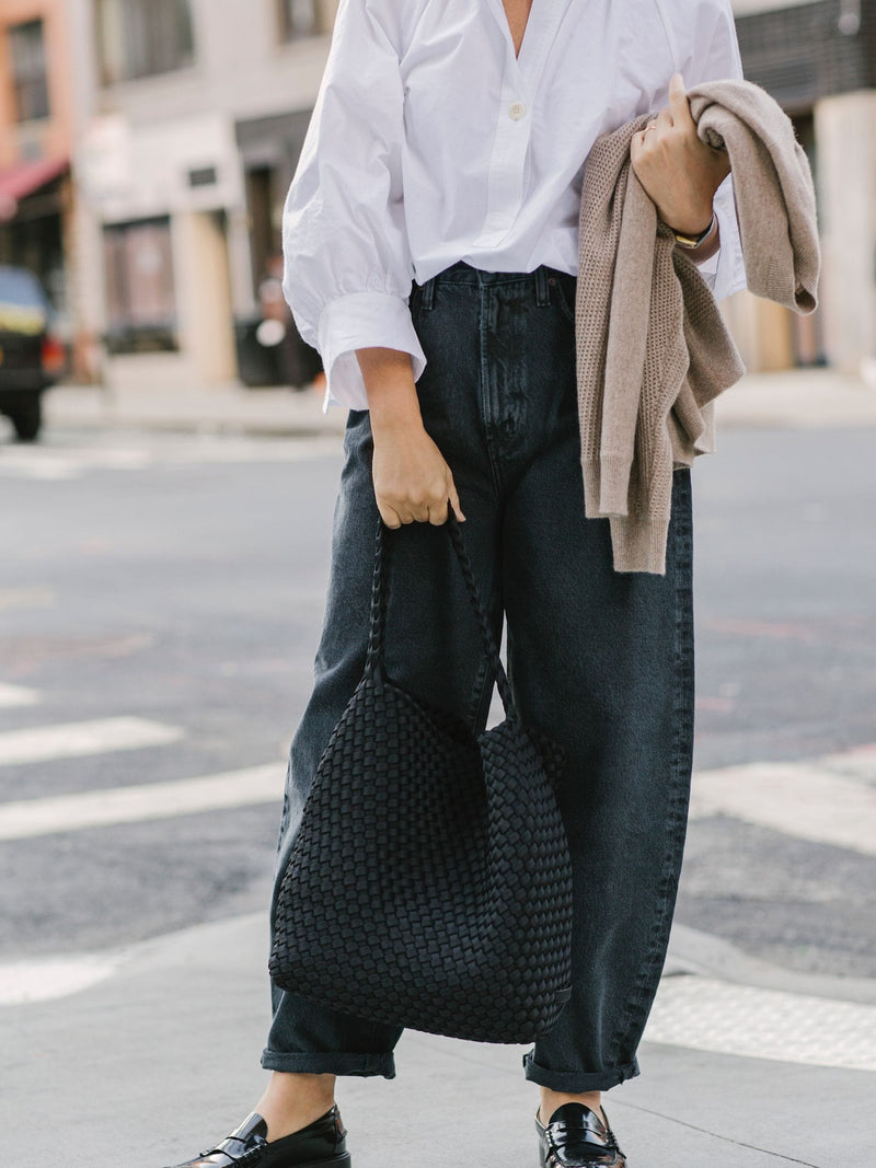 NAGHEDI black medium hobo bag (British brand)