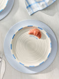 Claude Croissant Club side plates set of 2 white blue (British brand)