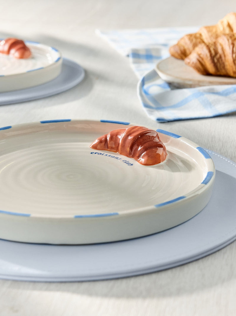 Claude Croissant Club side plates set of 2 white blue (British brand)