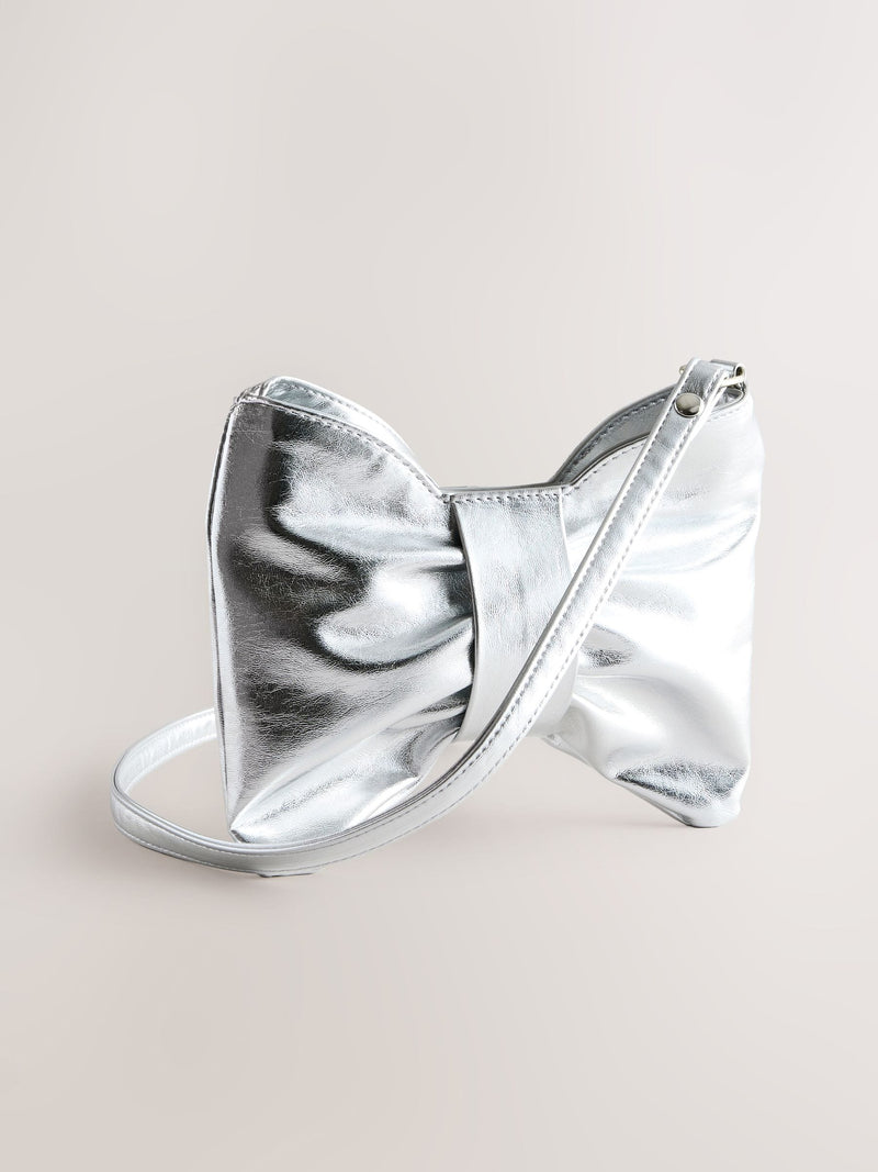 Children's silver sparkle bow bag, 100% PU (British brand)