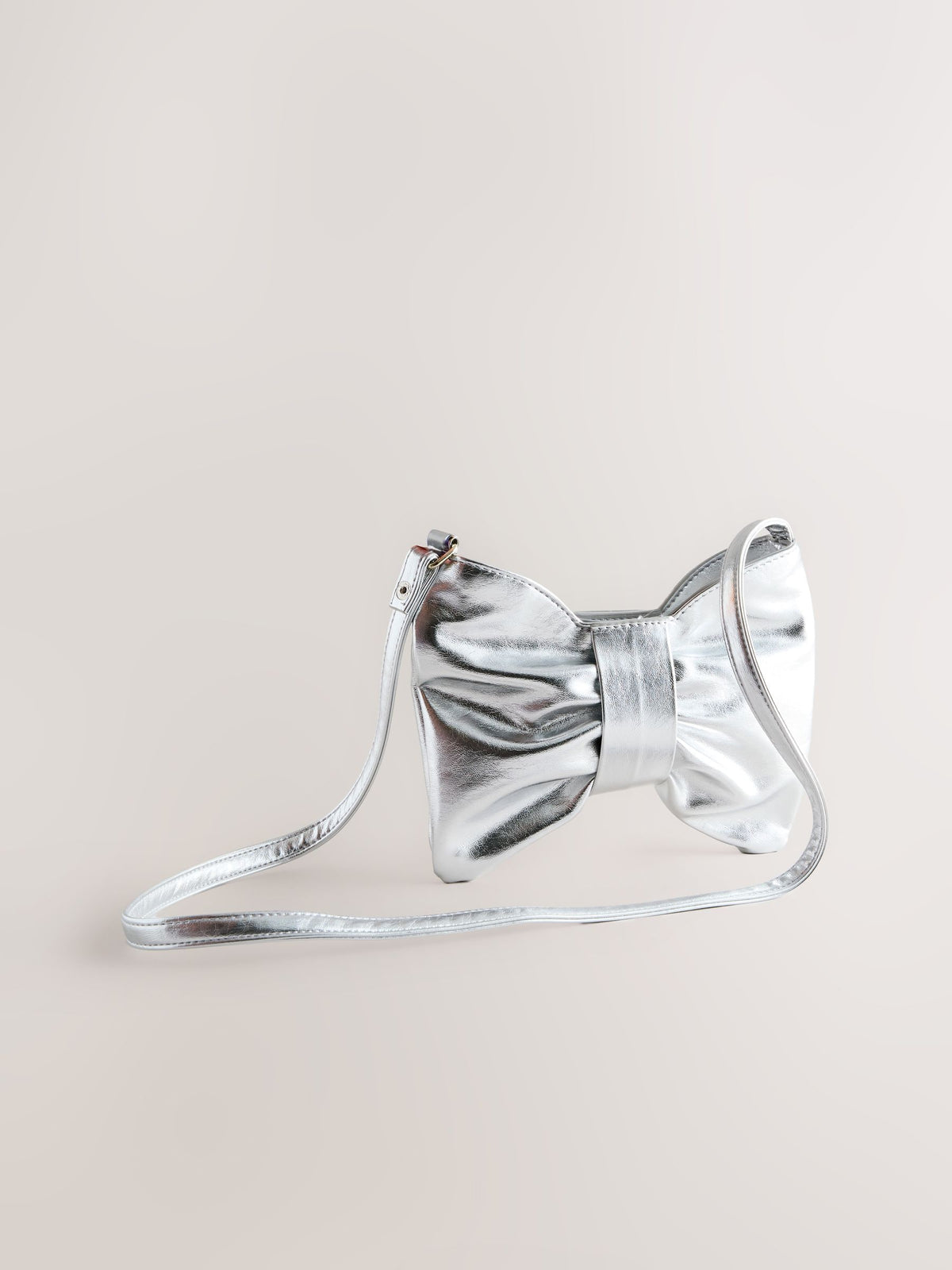 Children's silver sparkle bow bag, 100% PU (British brand)