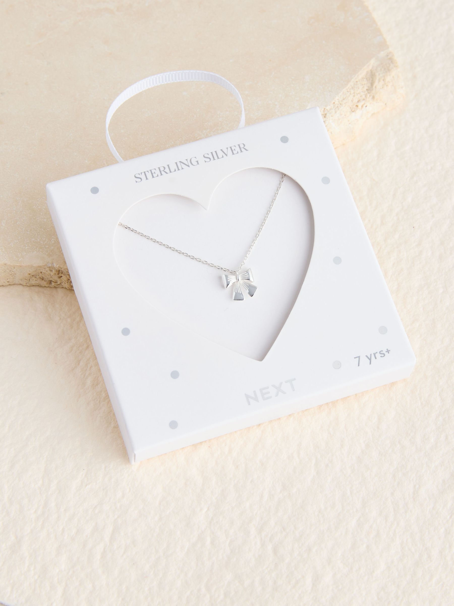 Silver Tone Sterling Bow Charm Necklace, UK version