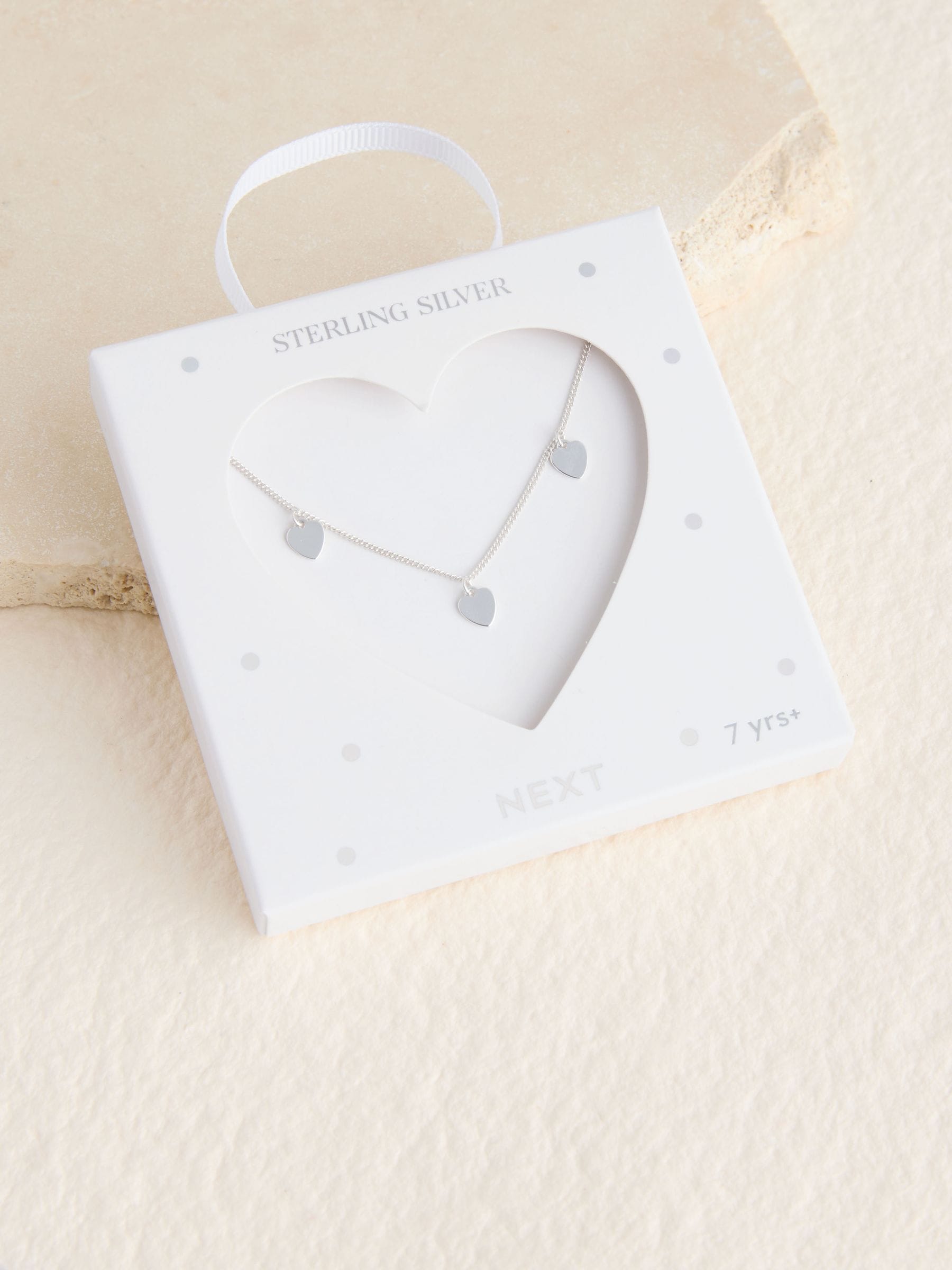 Silver tone sterling heart charm necklace (British brand)