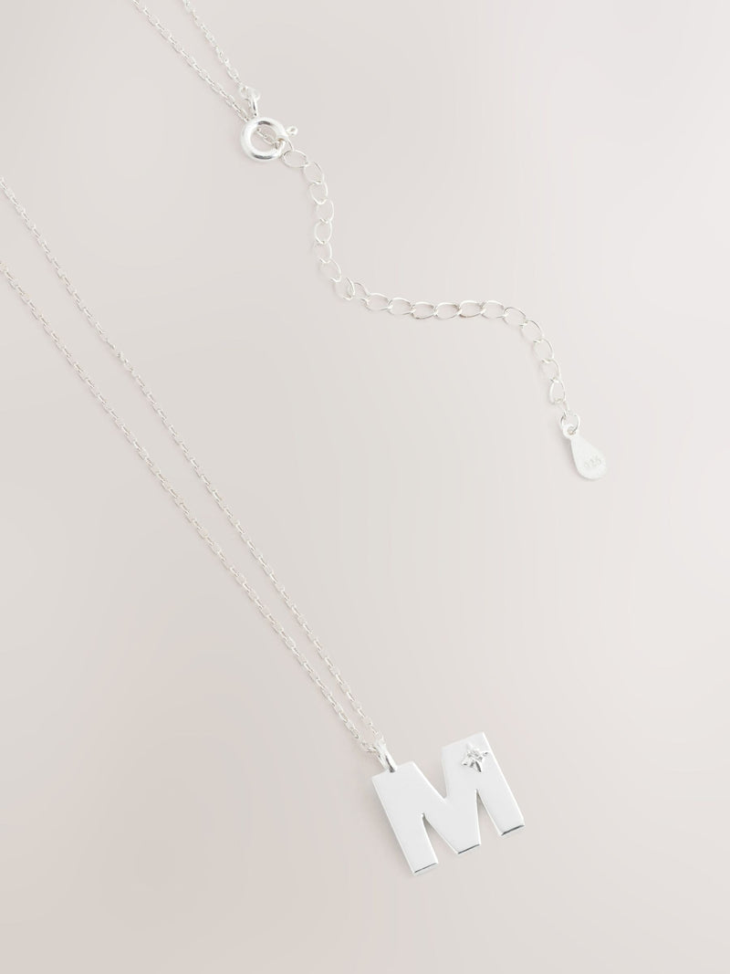 Sterling Initial Necklace Silver Tone - British product