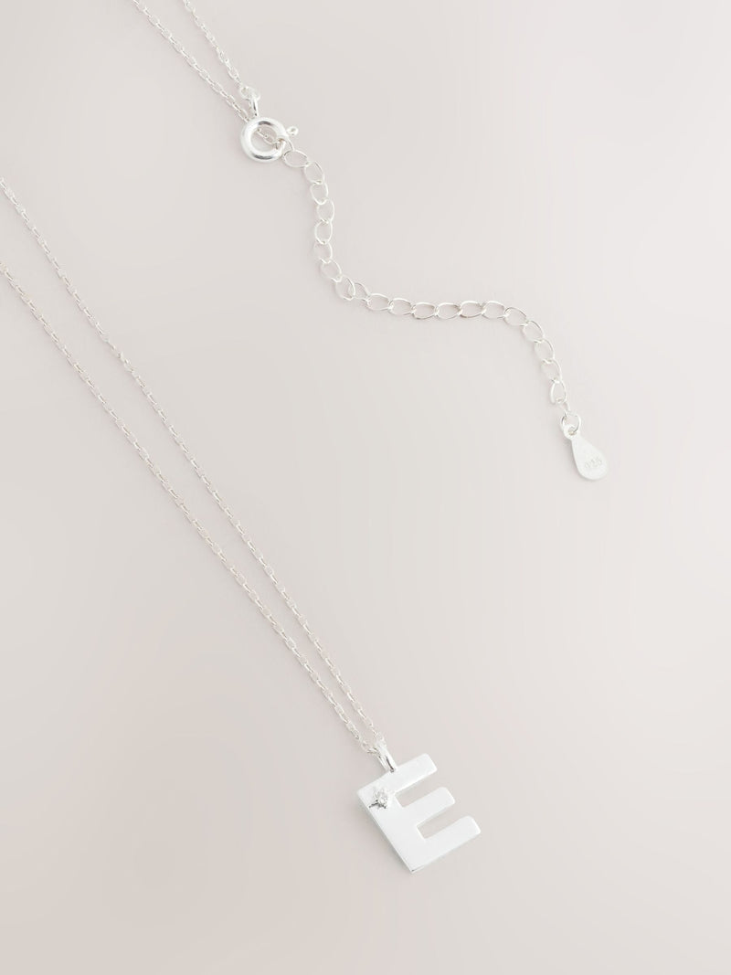 Sterling Initial Necklace Silver Tone - British product