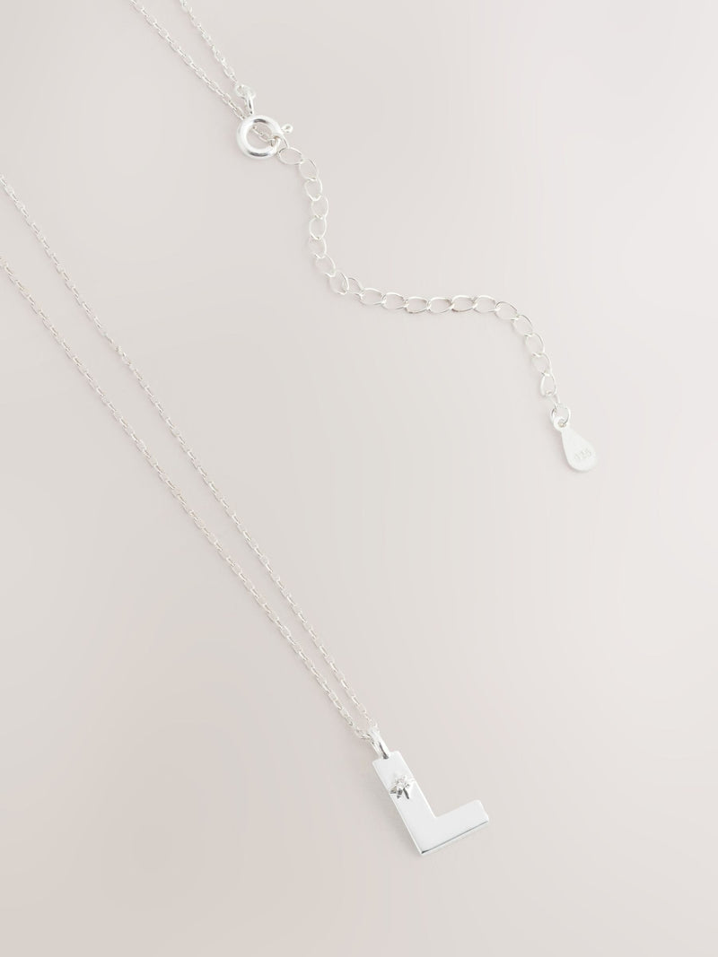 Sterling Initial Necklace Silver Tone - British product