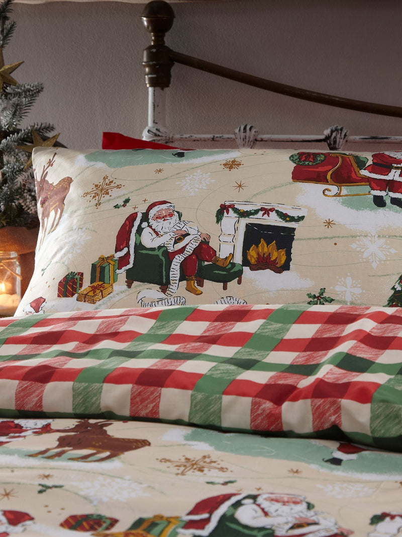 Furn Christmas Jolly Santa reversible duvet cover and pillowcase set - British product