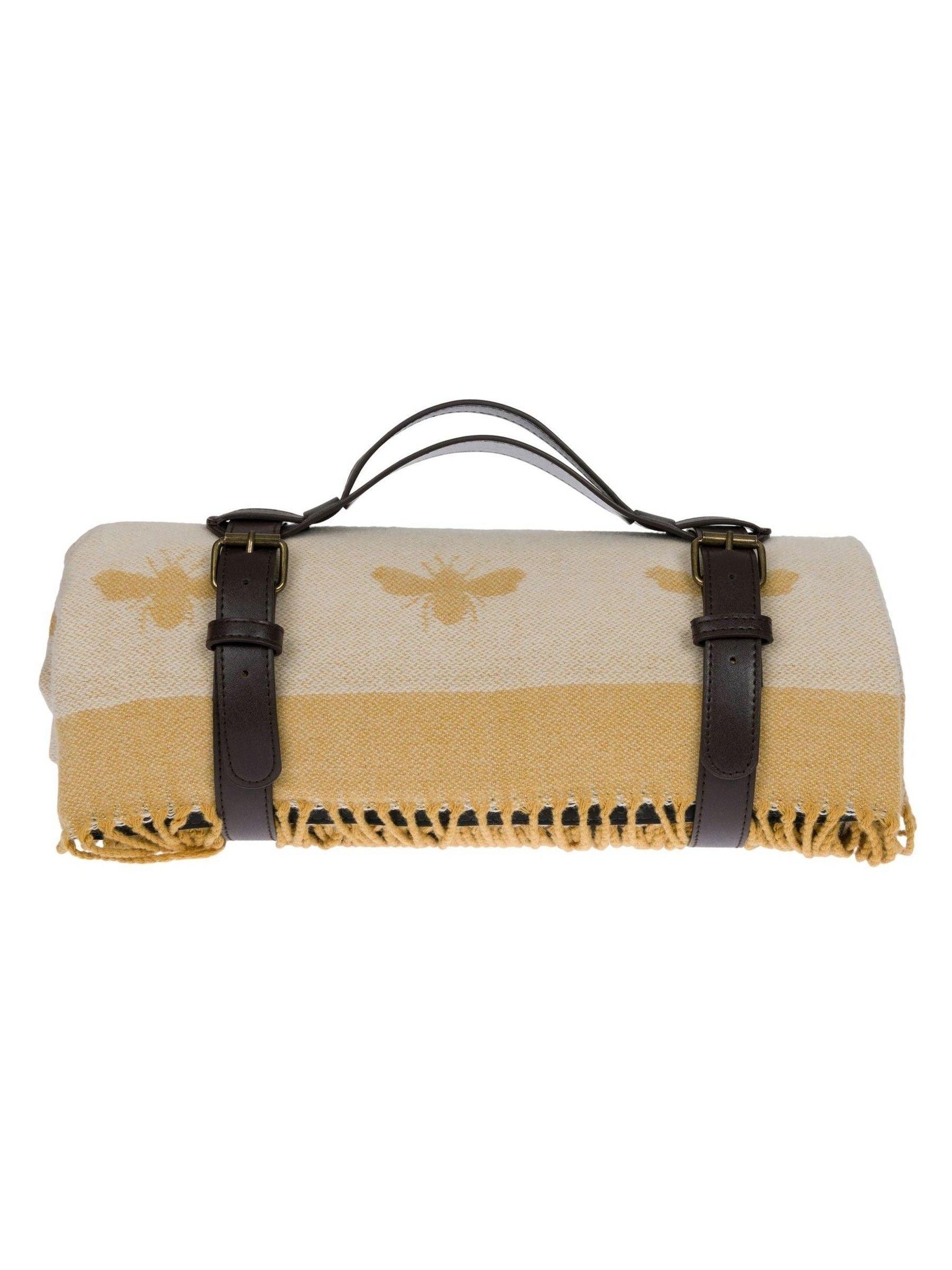 Sophie Allport lemon yellow bees picnic blanket 148x145cm (British brand)