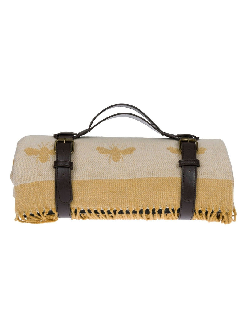 Sophie Allport lemon yellow bees picnic blanket 148x145cm (British brand)