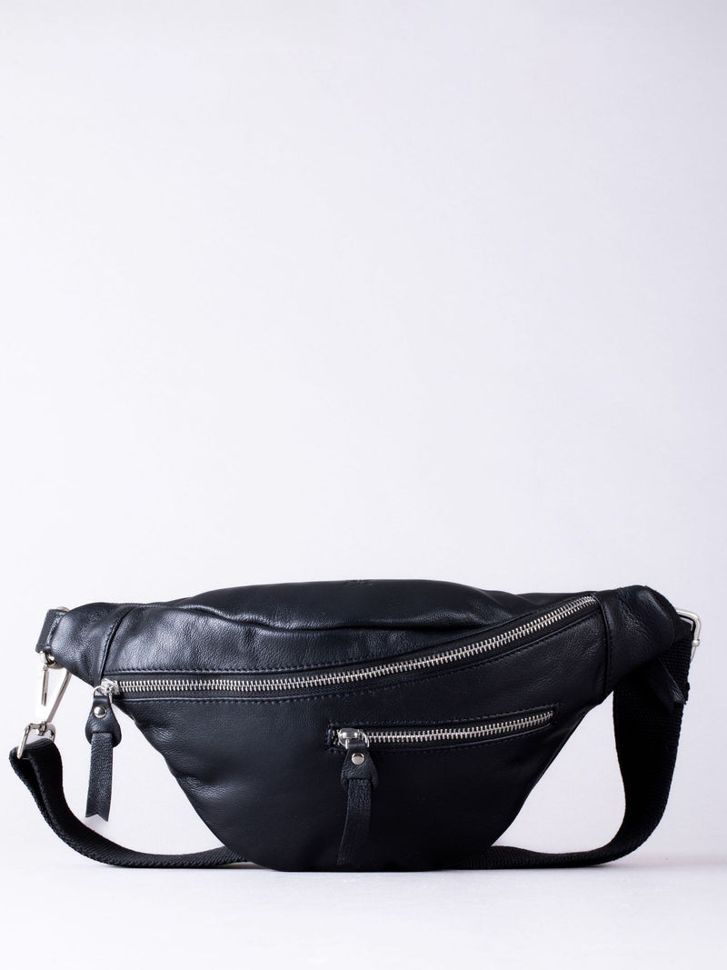 Lakeland Leather Black Tarn sling bag, imported from the UK