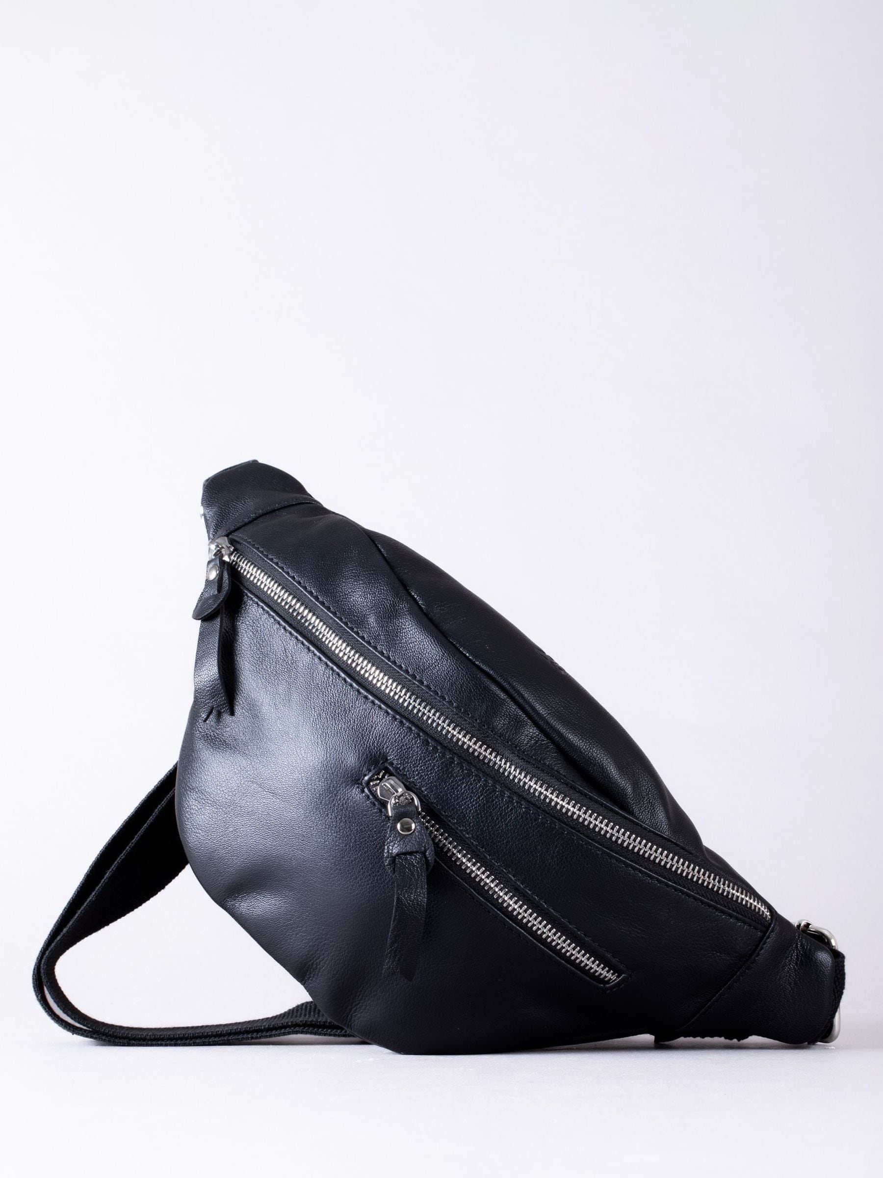 Lakeland Leather Black Tarn sling bag, imported from the UK
