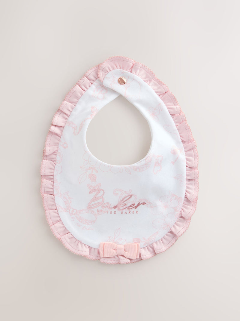 Baker by Ted Baker pink baby bibs with ruffle trim, UK version