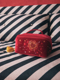 Rockett St George red velvet embellished fold out wash bag (British brand)