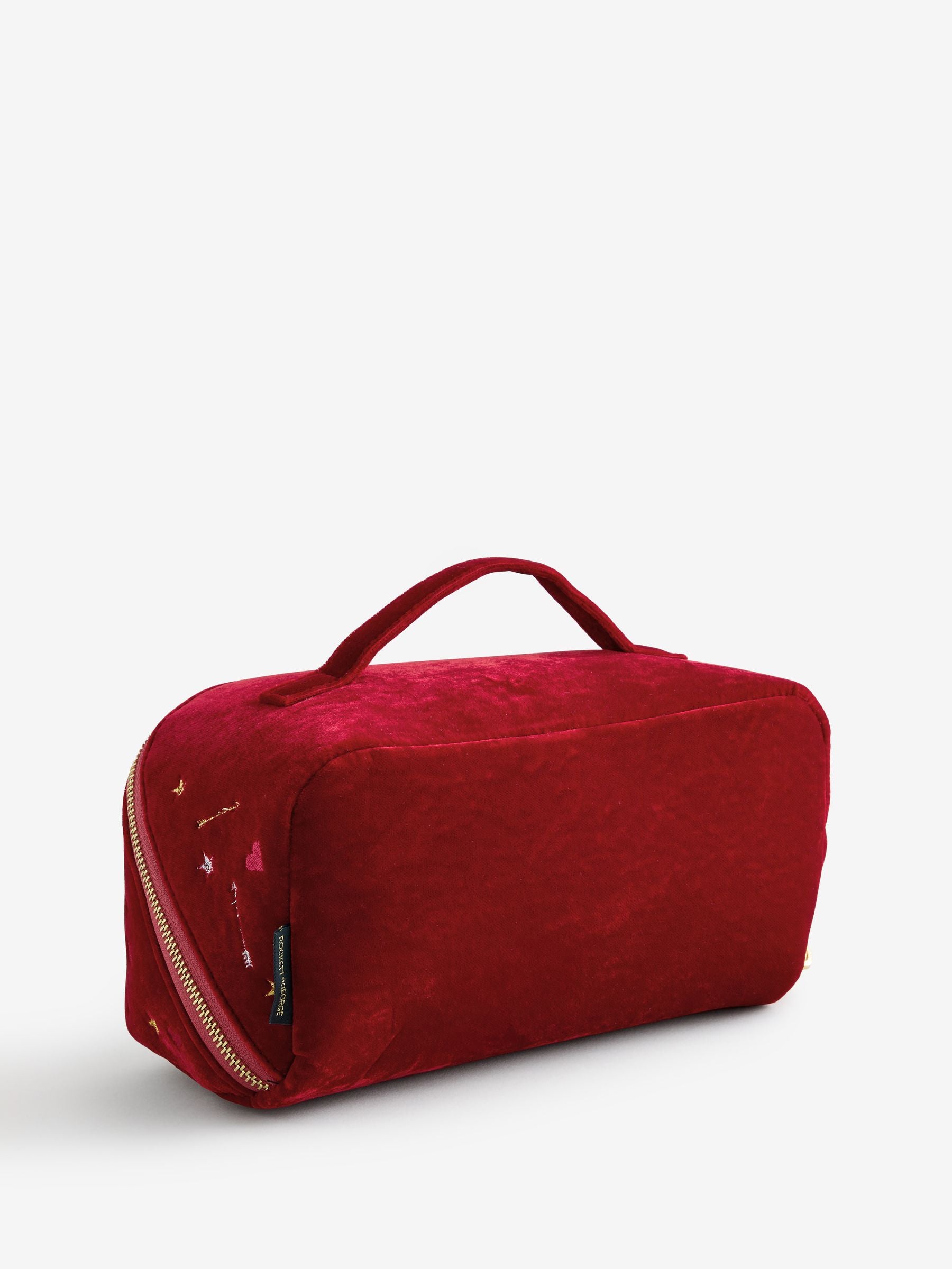 Rockett St George red velvet embellished fold out wash bag (British brand)