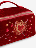 Rockett St George red velvet embellished fold out wash bag (British brand)
