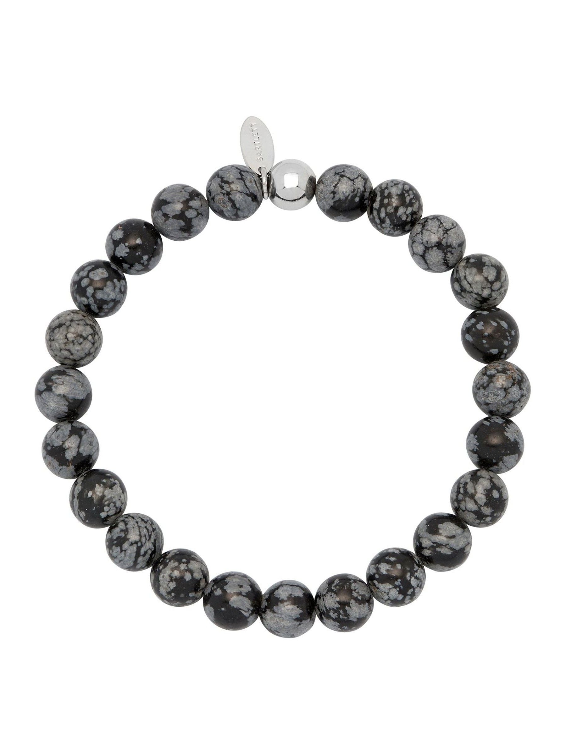 Bartlett Silver Tone Obsidian Beaded Bracelet