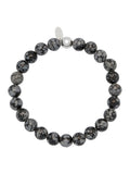 Bartlett Silver Tone Obsidian Beaded Bracelet