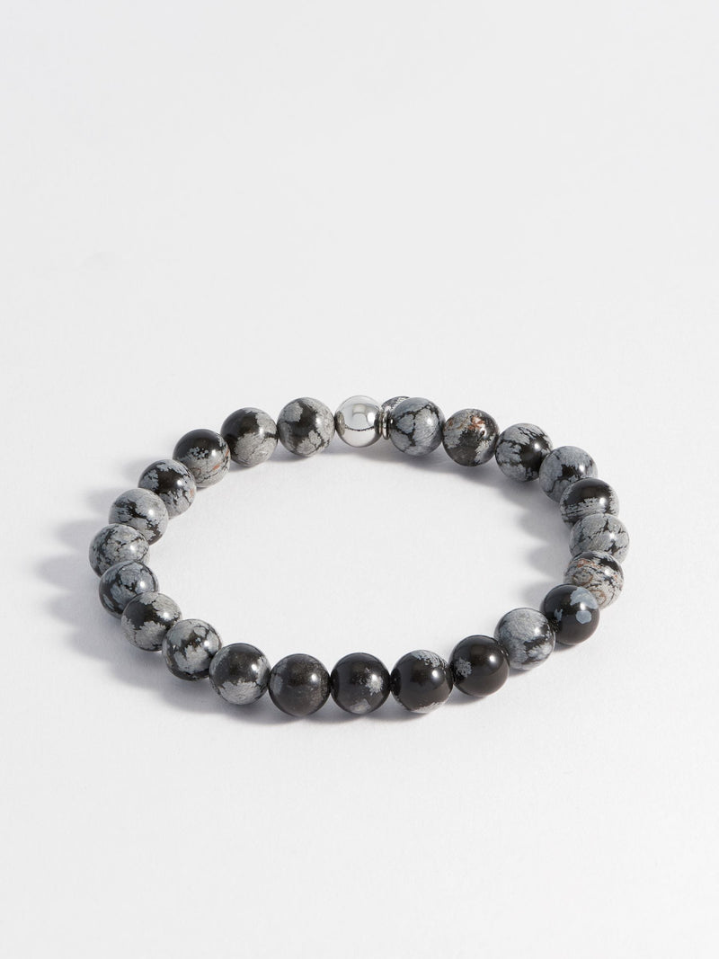 Bartlett Silver Tone Obsidian Beaded Bracelet - British product