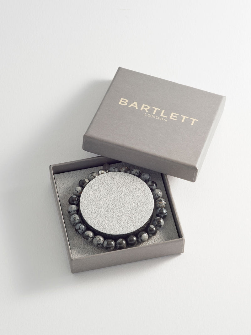 Bartlett Silver Tone Obsidian Beaded Bracelet - British product