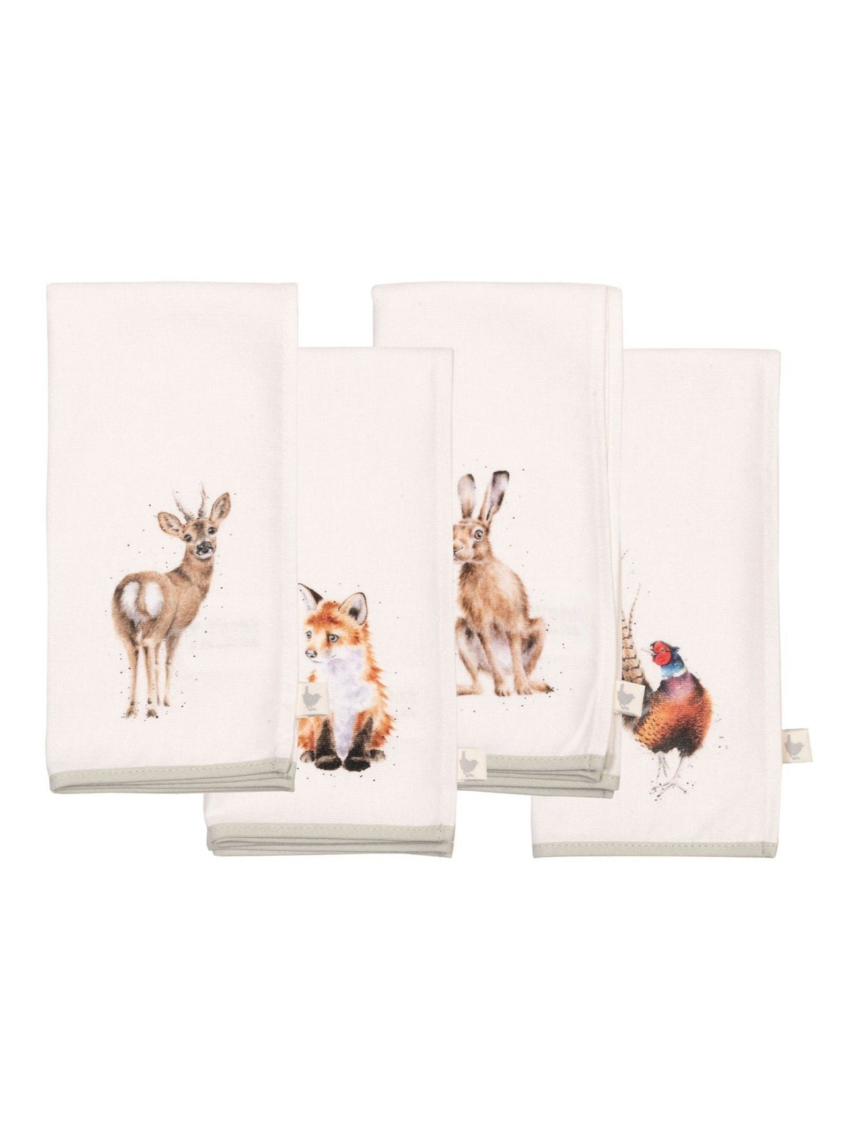 Wrendale set of four animal print fabric napkins - British product