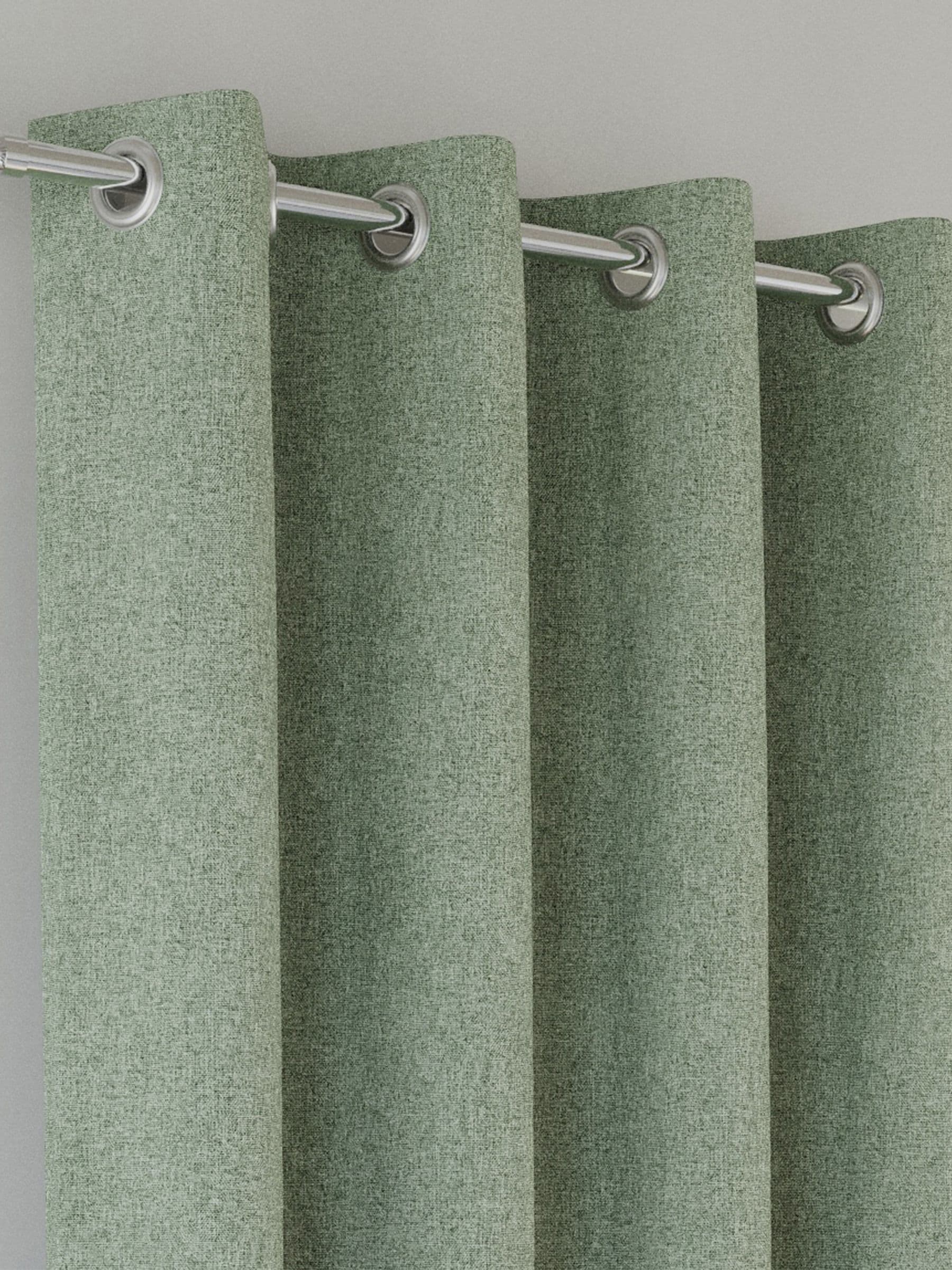 Enhanced Living Green Austin Blackout Thermal Linen Look Pair of Eyelet Curtains