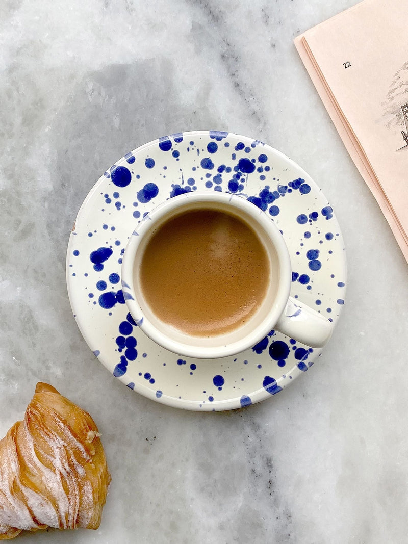 Hot Pottery Set of 4 Blueberry Splatter Espresso Set