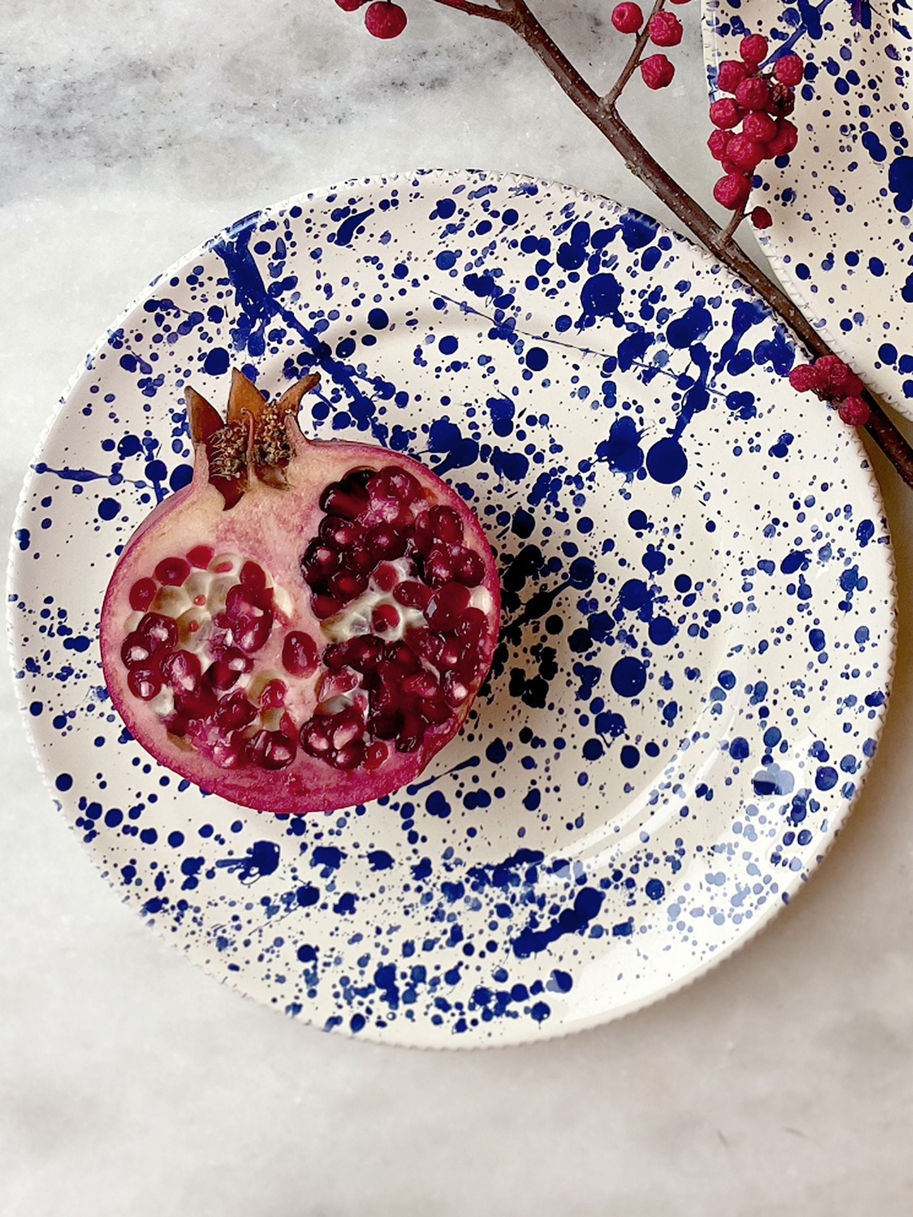 Hot Pottery Set of 4 Blueberry Splatter Side Plates