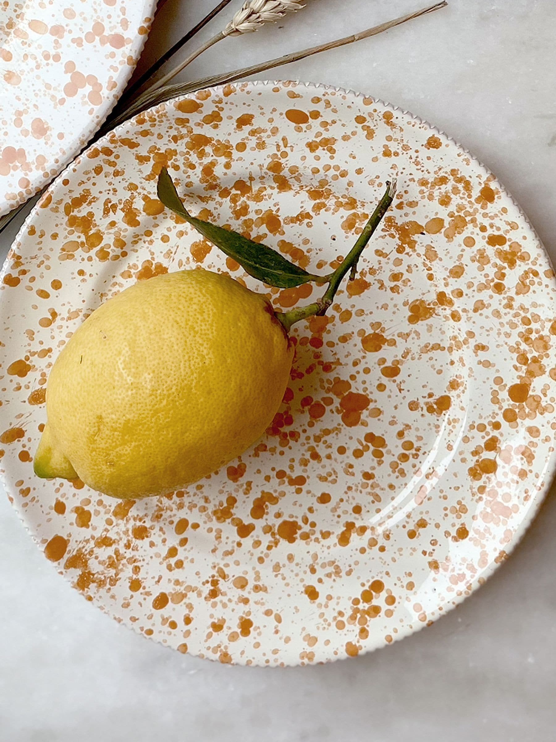 Hot Pottery Set of 4 Burnt Orange Splatter Side Plates
