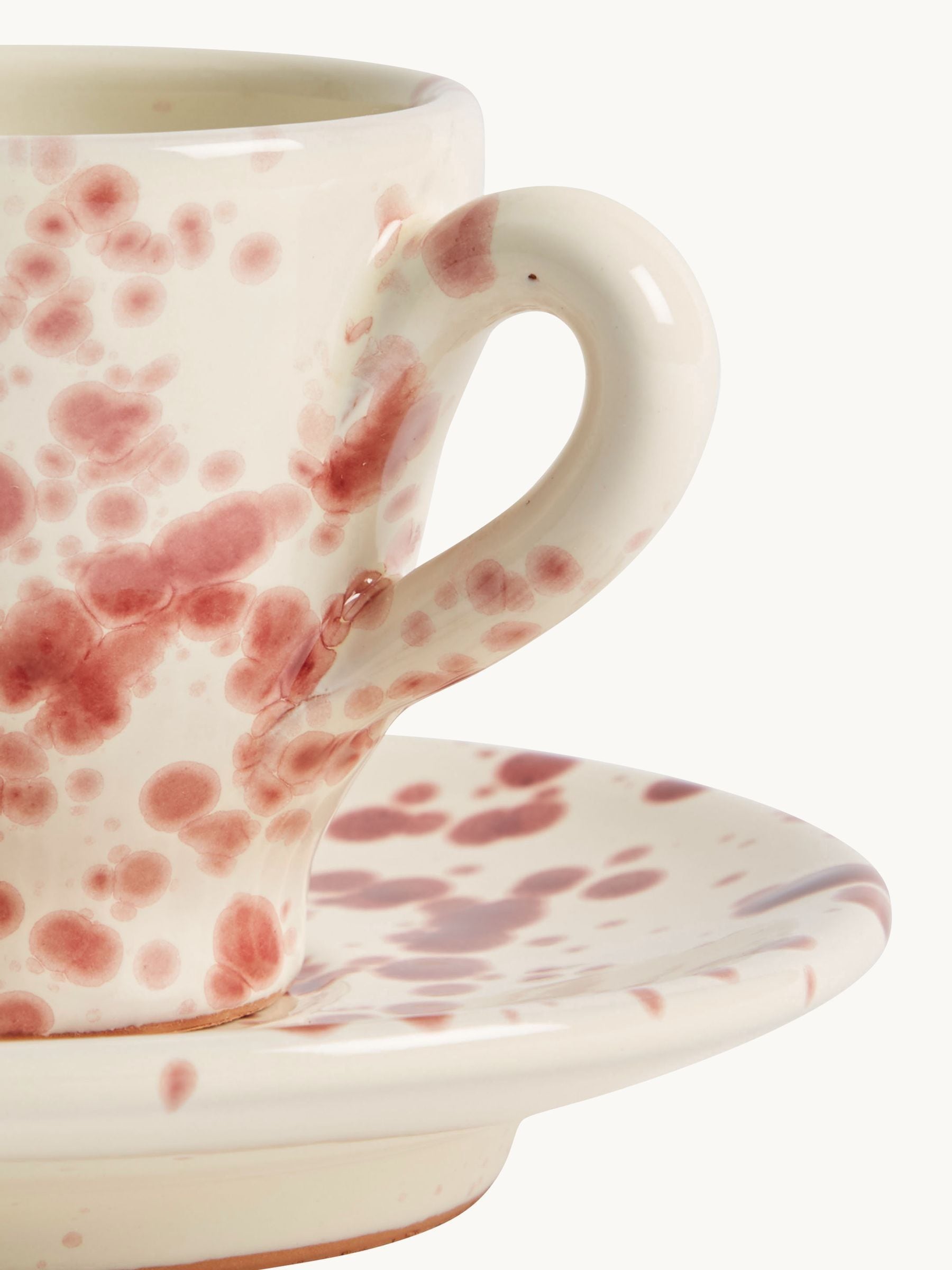 Hot Pottery cranberry splatter espresso set of 4 (British brand)