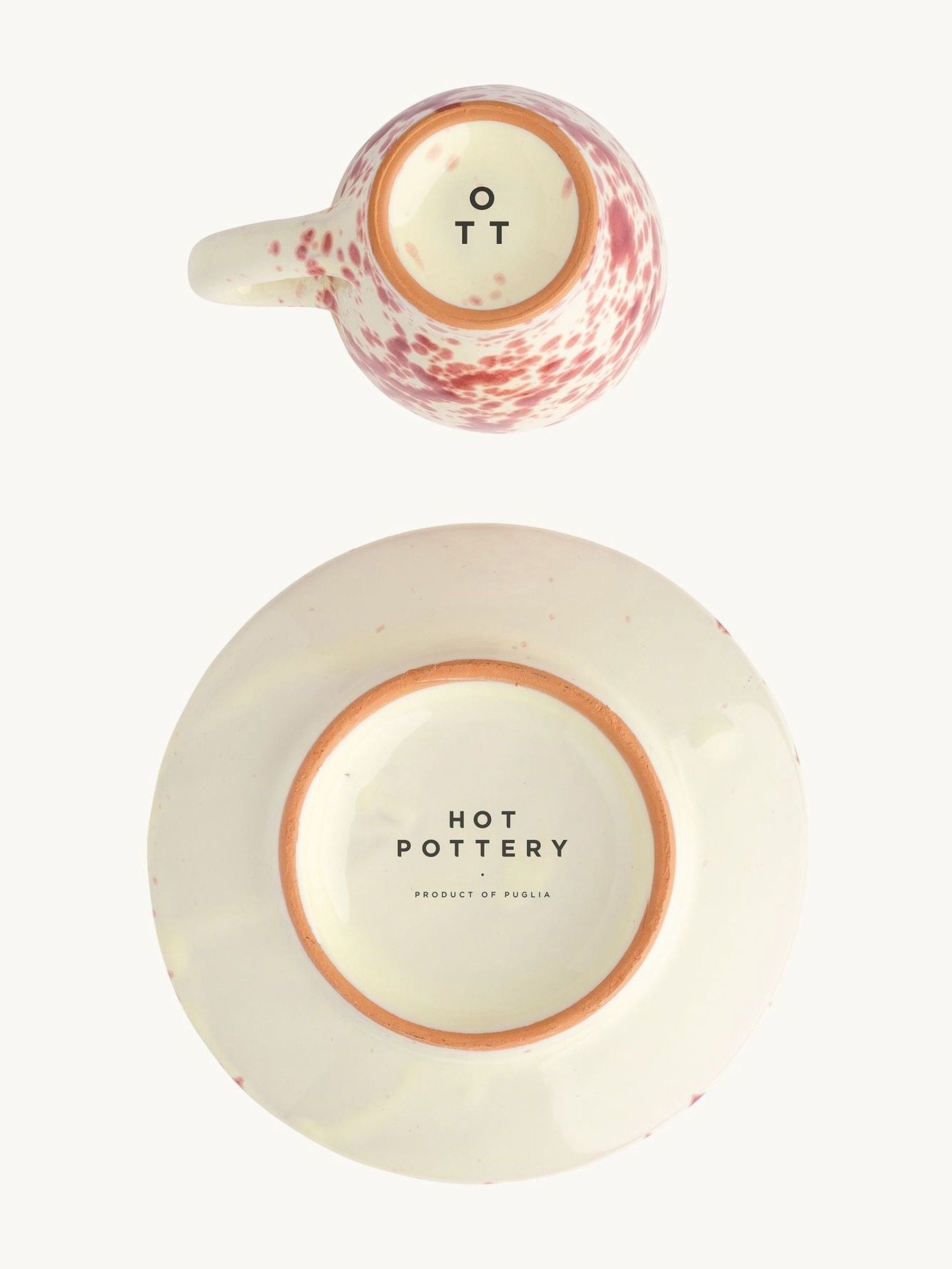 Hot Pottery cranberry splatter espresso set of 4 (British brand)
